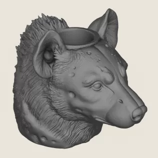 Hyena Face Vase Print Ready 3D Model - Model thumbnail 5