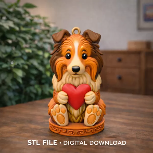Cute Dog STL File – 3D Printable Valentine Figurine - Model preview 7
