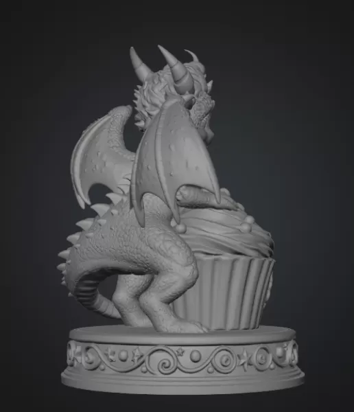 Cute Fantasy Dessert Dragon STL for 3D Printing - Model preview 11