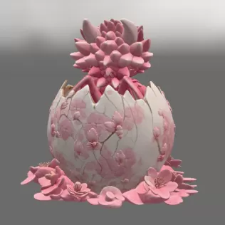 Cherry Blossom Baby Dragon in Egg STL File for 3D Print - Model thumbnail 11