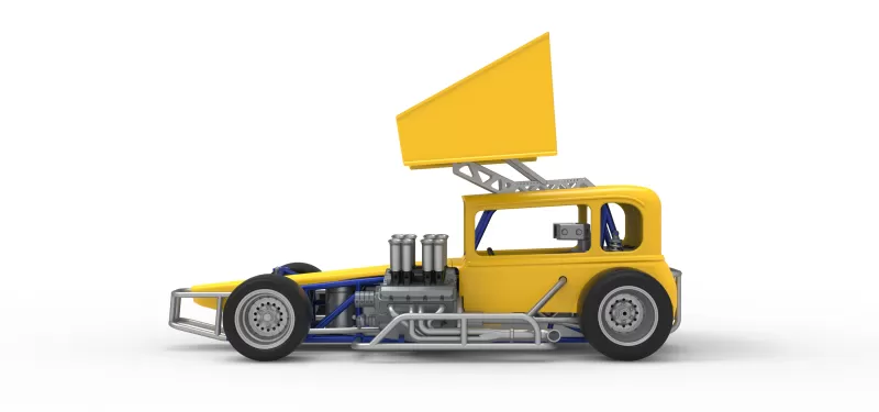 Vintage Winged Supermodified stock car Version 3 Scale 1:25 - Model preview 9