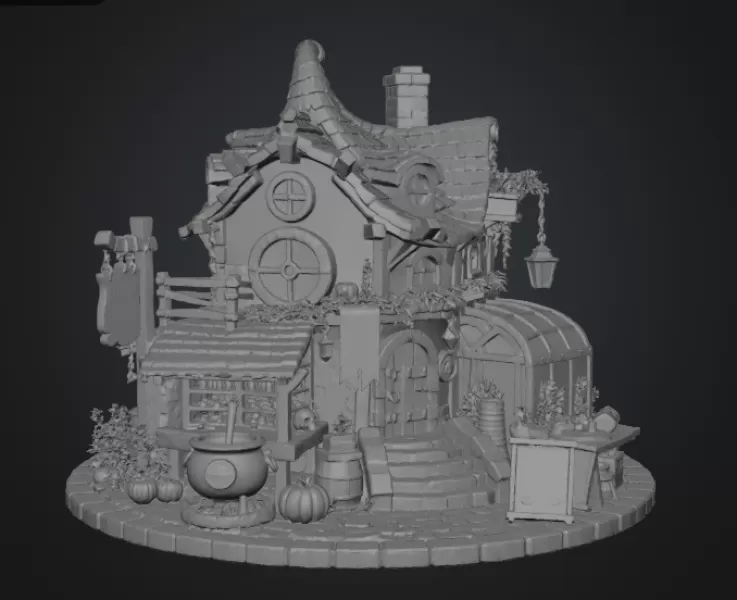 Lavender Witch Apothecary Cottage STL File for 3D Print - Model preview 16