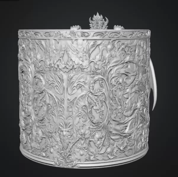 Red Floral Dragon Flower Pot STL File for 3D Print - Model preview 14
