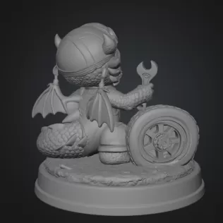 Cute Mechanic Dragon Figurine STL File for 3D Print - Model thumbnail 9