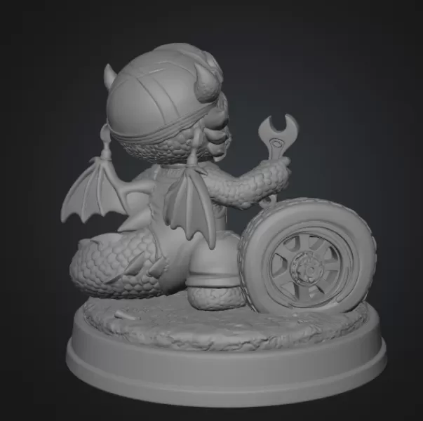 Cute Mechanic Dragon Figurine STL File for 3D Print - Model preview 9