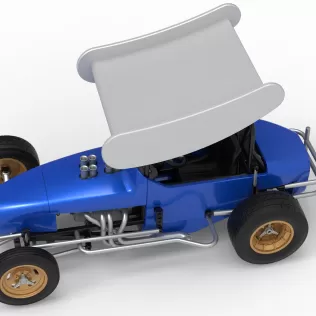 Vintage Winged Supermodified stock car for Dirt V2 Scale 1:25 - Model thumbnail 3