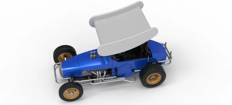 Vintage Winged Supermodified stock car for Dirt V2 Scale 1:25 - Model preview 3