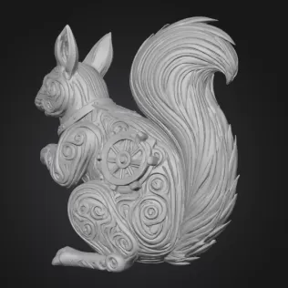 Steampunk Squirrel – Ornamental Mechanical Creature (STL) - Model thumbnail 3