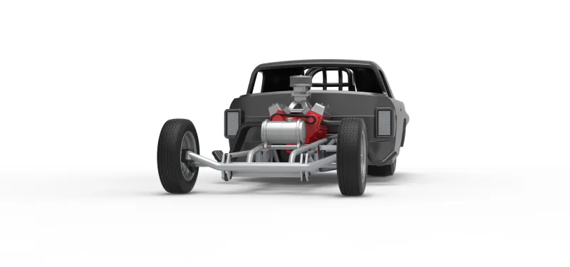 Front engine old school dragster with shell V12 Scale 1:25 - Model preview 6