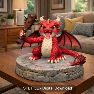 Angry Warrior Dragon STL File for 3D Printing - Model thumbnail 2