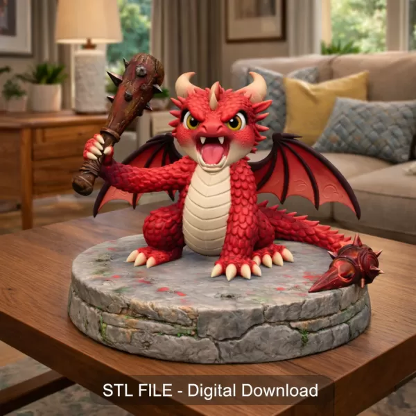 Angry Warrior Dragon STL File for 3D Printing - Model preview 2