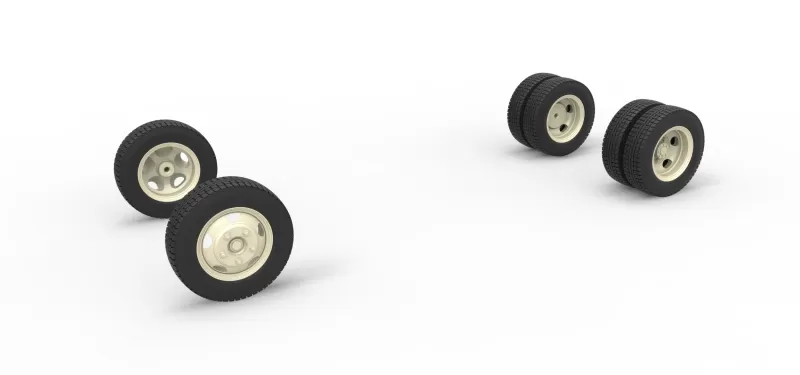 Wheel Set of Vintage truck Scale 1:25 - Model preview 1