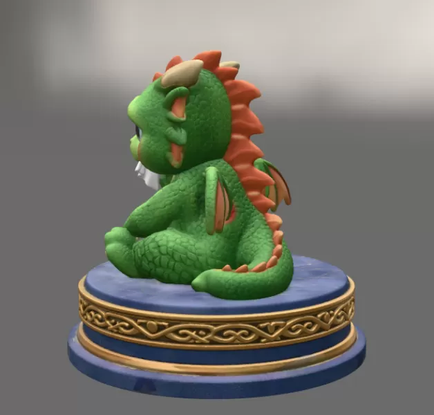 Cute Crying Baby Dragon STL File for 3D Printing - Model preview 4
