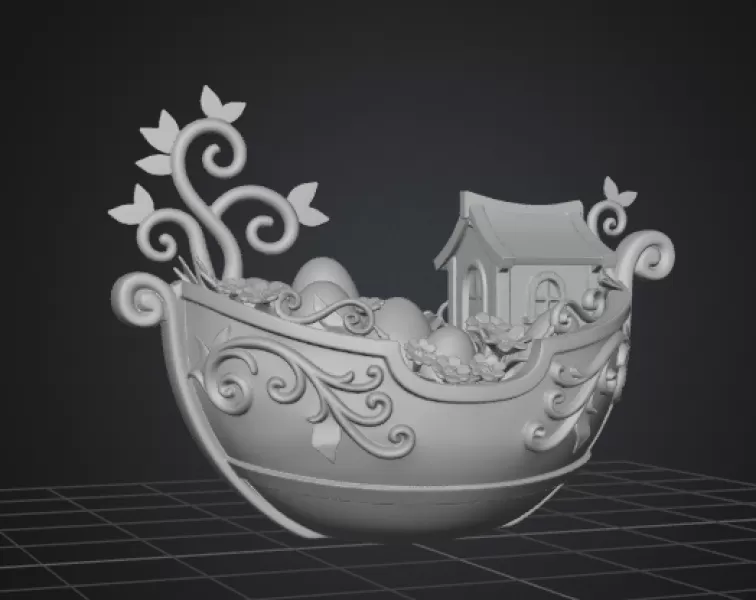 Fantasy Easter Egg Boat STL File– 3D Printable Easter Decoration - Model preview 9