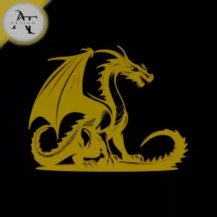 Dragon - Silhouette - 2D Wall Art Decor