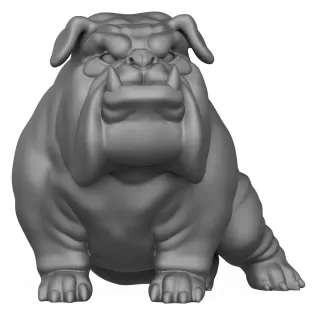 3D Printable Bulldog Dog Statue - Model thumbnail 2