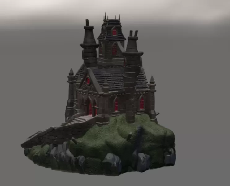 Shadowspire Gothic Manor STL File for 3D Print - Model preview 7