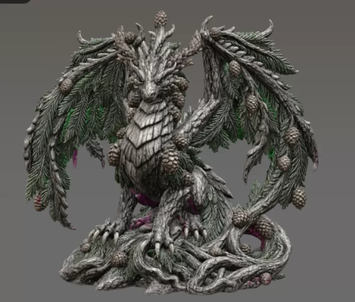Ancient Forest Guardian Dragon STL File for 3D Print - Model preview 9