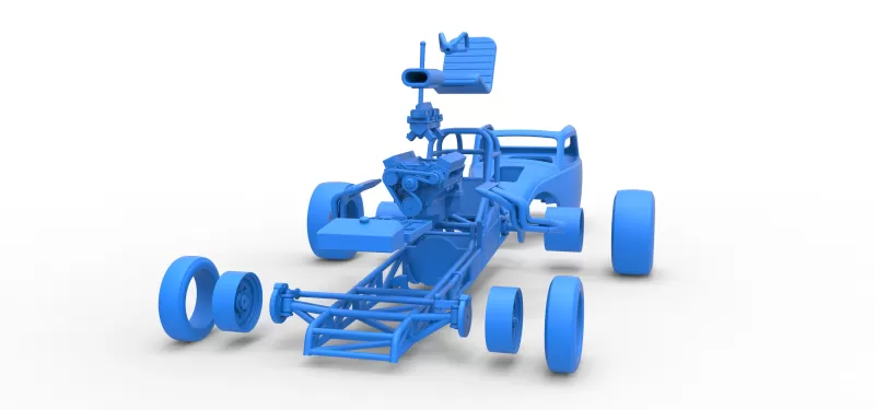 Front engine old school dragster with shell V11 Scale 1:25 - Model preview 21