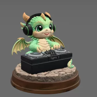 DJ Dragon Figurine – STL File for 3D Printing - Model thumbnail 6