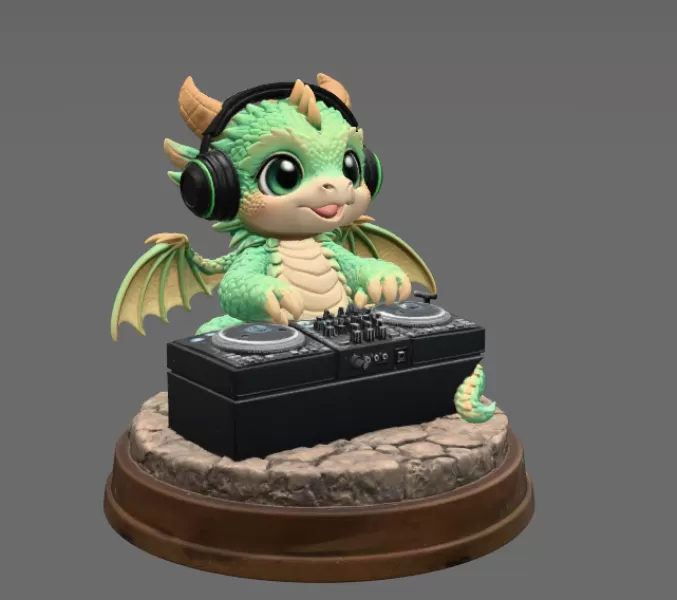 DJ Dragon Figurine – STL File for 3D Printing - Model preview 6
