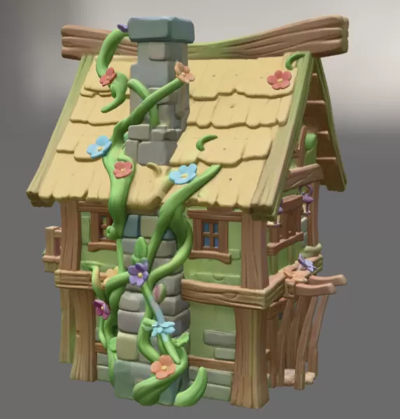 Enchanted Forest Cottage STL File 3D Printable Fantasy House - Model preview 4