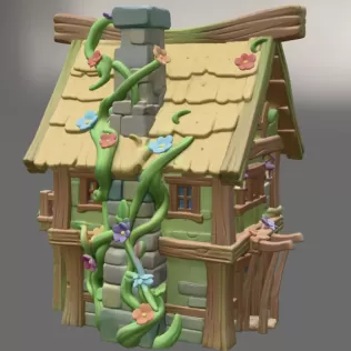 Enchanted Forest Cottage STL File 3D Printable Fantasy House - Model thumbnail 4