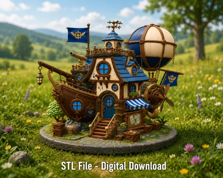 Sky Captain Airship House STL File for 3D Print - Model preview 2