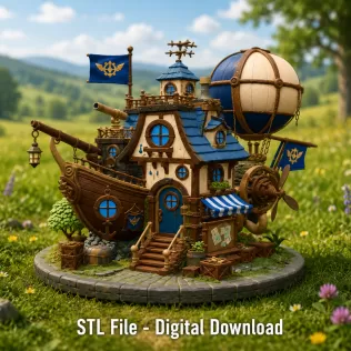 Sky Captain Airship House STL File for 3D Print - Model thumbnail 2