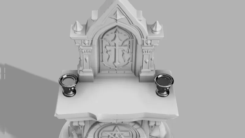Mini Gothic Altar with Candles - Fantasy Halloween Prop - Model preview 3