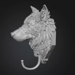 🐾 Steampunk Collie Dog Wall Hook – STL File Description - Model thumbnail 3