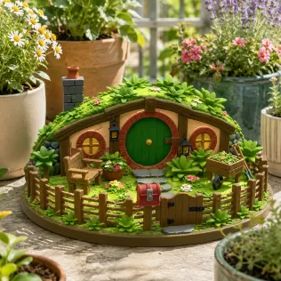 Cozy Hobbit Garden Cottage STL File for 3D Print - Model thumbnail 2