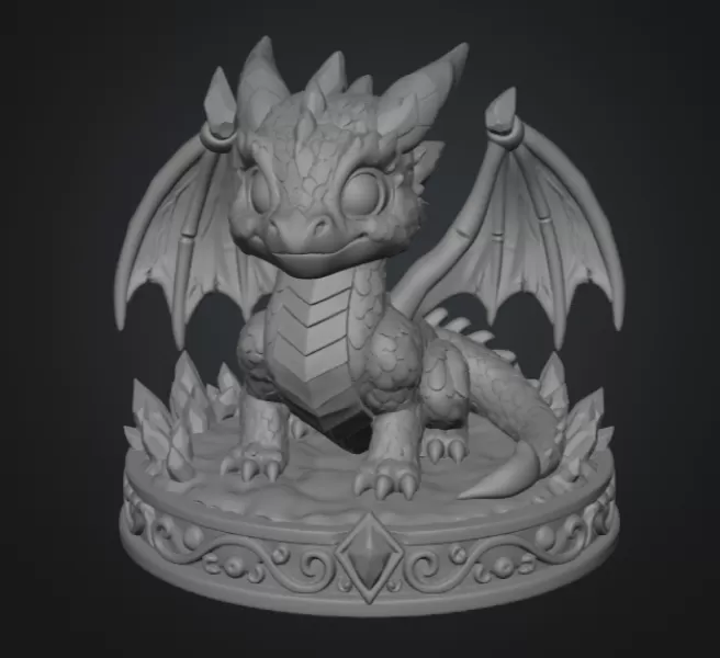 Crystal Ice Baby Dragon STL File for 3D Print - Model preview 9