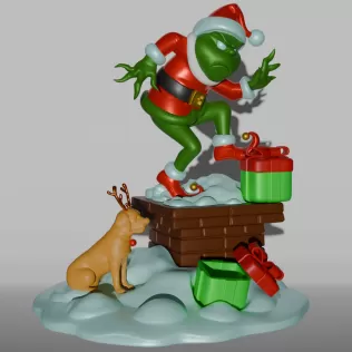 Grinch – Christmas Diorama Tree Ornament & Home Decor | STL + Bl - Model thumbnail 2