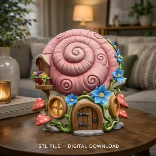 Enchanted Snail Shell Cottage STL File 3D Printable - Model thumbnail 2