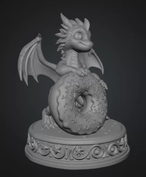 Sweet Donut Dragon STL File for 3D Print - Model preview 13
