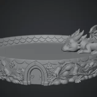 Sleeping Baby Dragon Tray STL File for 3D Print - Model thumbnail 11