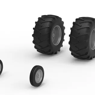 Wheel Set of Vintage Pulling tractor Version 2 Scale 1:25 - Model thumbnail 2