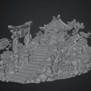 🏯 Japanese Sakura Shrine Garden STL File for 3D Print - Model thumbnail 10