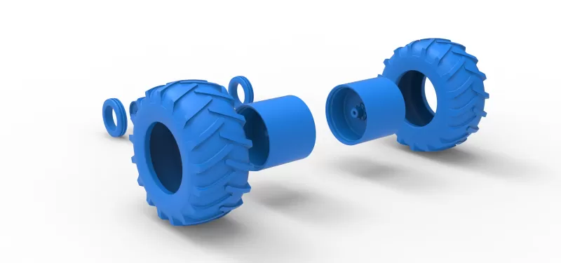 Wheel Set of Vintage Pulling tractor Version 2 Scale 1:25 - Model preview 11