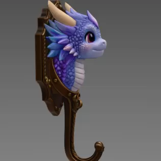 Cute Dragon Wall Hook – STL File for 3D Printing - Model thumbnail 7