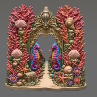 Coral Seahorse Fantasy Gateway STL File for 3D Print - Model thumbnail 9