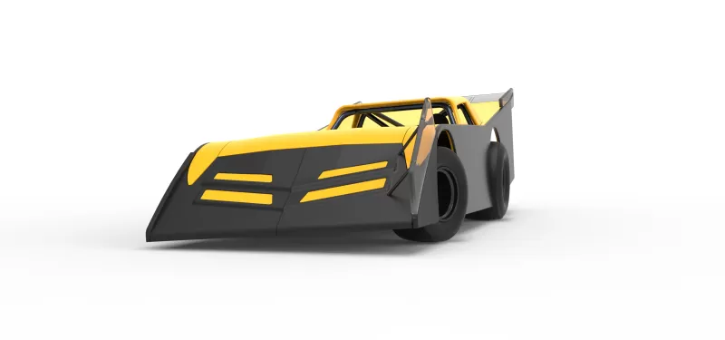 Vintage Dirt late model Race car V5 while turning Scale 1:25 - Model preview 6