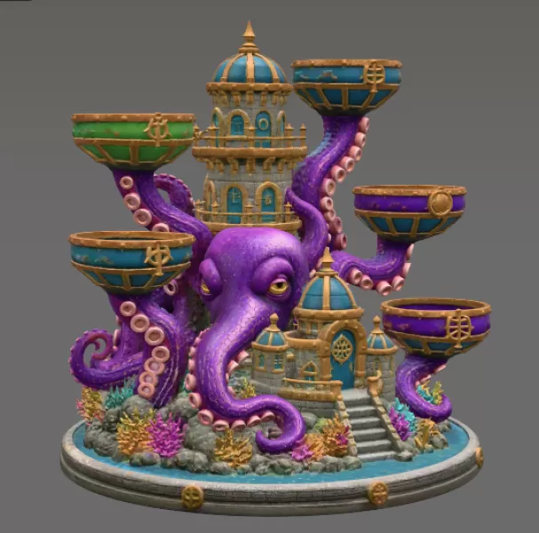Kraken Citadel Organizer STL File for 3D Print - Model preview 7