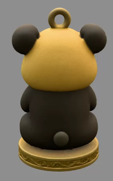 Panda with Heart — Cute Panda Figurine / Pendant / Keychain - Model preview 4