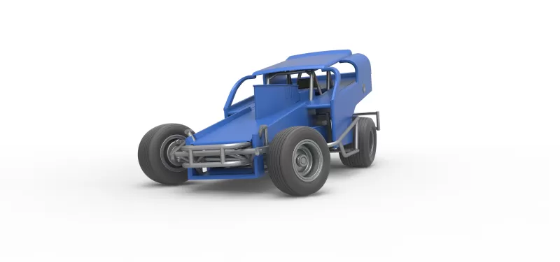 Vintage Dirt Modified stock car Version 2 while turning 1:25 - Model preview 6