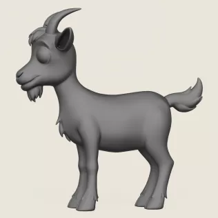 Cartoon Goat Print Ready 3D Model - Model thumbnail 3