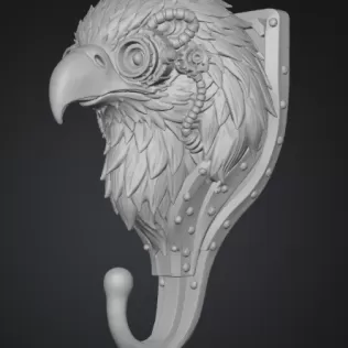 Steampunk Eagle Wall Hook (High Detail) - Model thumbnail 3