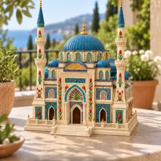 Blue Dome and Twin Minaret Architecture STL File for 3D Print - Model thumbnail 2