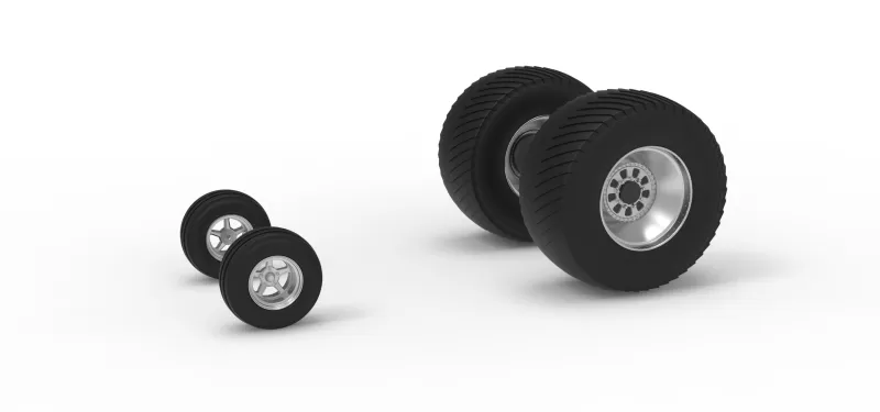 Wheel set of Pro Stock Pulling Tractor Version 4 Scale 1:25 - Model preview 1